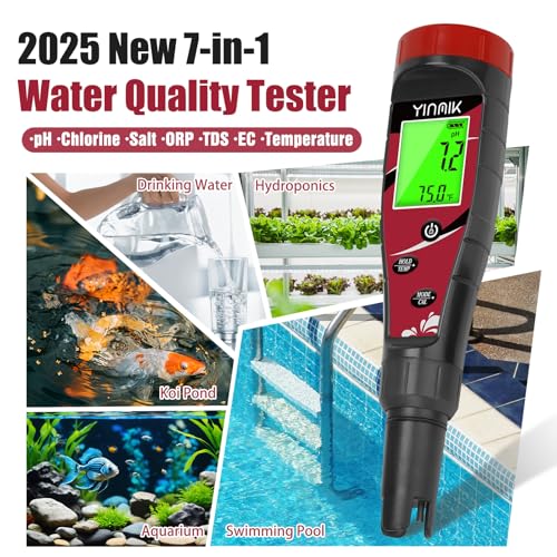 ph chlorine meter digital salinity ph tester for saltwater pool salt reader for fish tank koi pond tds test pen all in one ph cl salt orp ec tds temp monitor hydroponic ph conductivity ppm tester