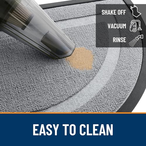 Image of OLANLY Half Circle Door Mat Indoor Outdoor Entrance Welcome, Waterproof All-Season, All-Weather Doormat, Sturdy Natural Rubber, Low Profile, Easy Clean Patio Porch Entryway Mat, 35x23, Ash Gray