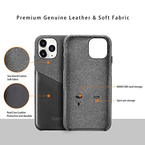 Lopie Slim Card Case Compatible With Iphone 12 Pro Max (6.7"), [Sea Island Cotton Series] Phone Case With Card Holder, Fabric Protection Cover With Leather Card Slot Design, Black #TOP1