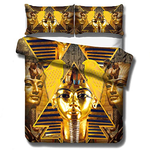 Ropa de cama Funda de edredón Africano Mujer Juego de cama Amarillo Estilo étnico Exótico Deportes étnicos Egipcios Poliéster Funda nórdica y Funda de almohada (Estilo 3, 220x240 cm-Cama 150 cm)