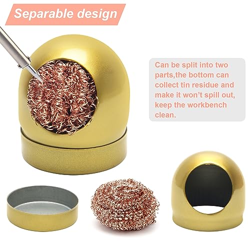 Image of Soldering Iron Tip Cleaner Kit, Windspeed Non-slip Brass Soldering Tip Cleaner Solder Flux Brass Tip Cleaning Brass With Holder, Solder Flux, Solder Wire 4pcs Copper Wire Ball, No Water Needed