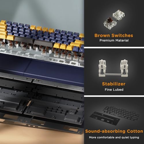 RK ROYAL KLUDGE RKS70 Ergonomic Split Keyboard, Wireless PC Gaming Keyboard with Bluetooth/2.4G/Wired, Hot Swappable Mechanical Keyboards w/Fixed Wrist Rest, PBT Keycaps, Tactile Switches, Black by RK ROYAL KLUDGE - Used condition - Image 8
