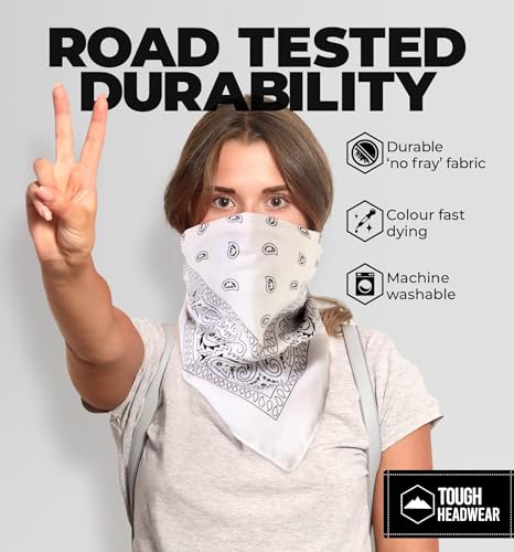 Image of Tough Headwear Large Bandana Headband - Handkerchief Bandanas for Men & Women - Paisley Bandana Pack - Cowboy Scarf