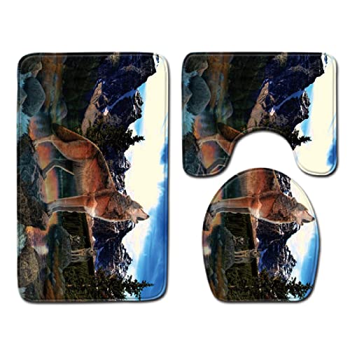 Badematten Set 3 teilig,Toilettenmatte Set,3er Badgarnitur Badezimmer Matte Set Dusch Bade Matte Vorleger Teppich 3D…