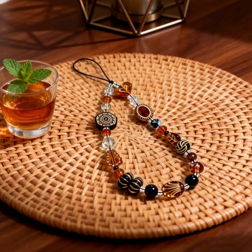 Image of Cute Beaded Camera Wrist Strap for Phone, Digital Camera Charm Lanyard, Pearl Beaded Chain for Bag Keychain Gift