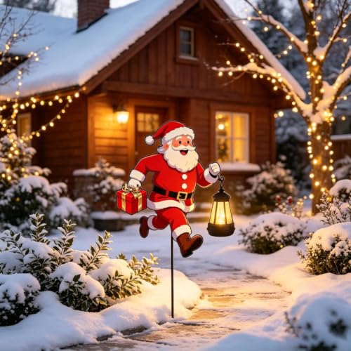 Muñecos de nieve con luz LED de Papá Noel para exteriores, diseño de linterna de Papá Noel, luces decorativas para jardín, patio, césped, pasarela, vacaciones