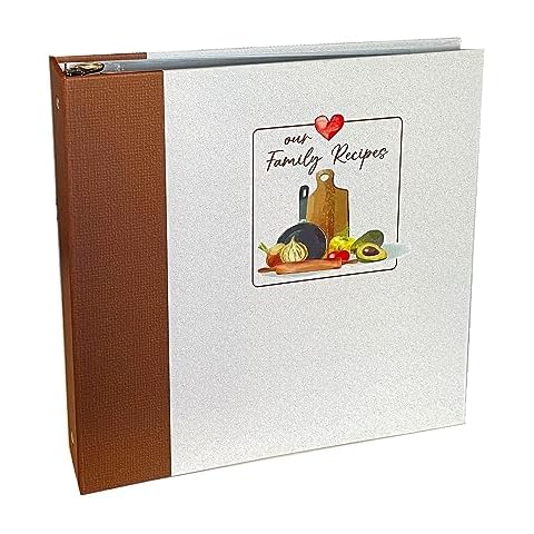 Print Your Own Family Recipes Cookbook - Recipe Binder with Full Size Recipe Pages, Plastic Sleeves & Tab Dividers, 3-Ring Full Size Kitchen Counter Recipe Organizer Book from Meadowsweet Kitchens Cover