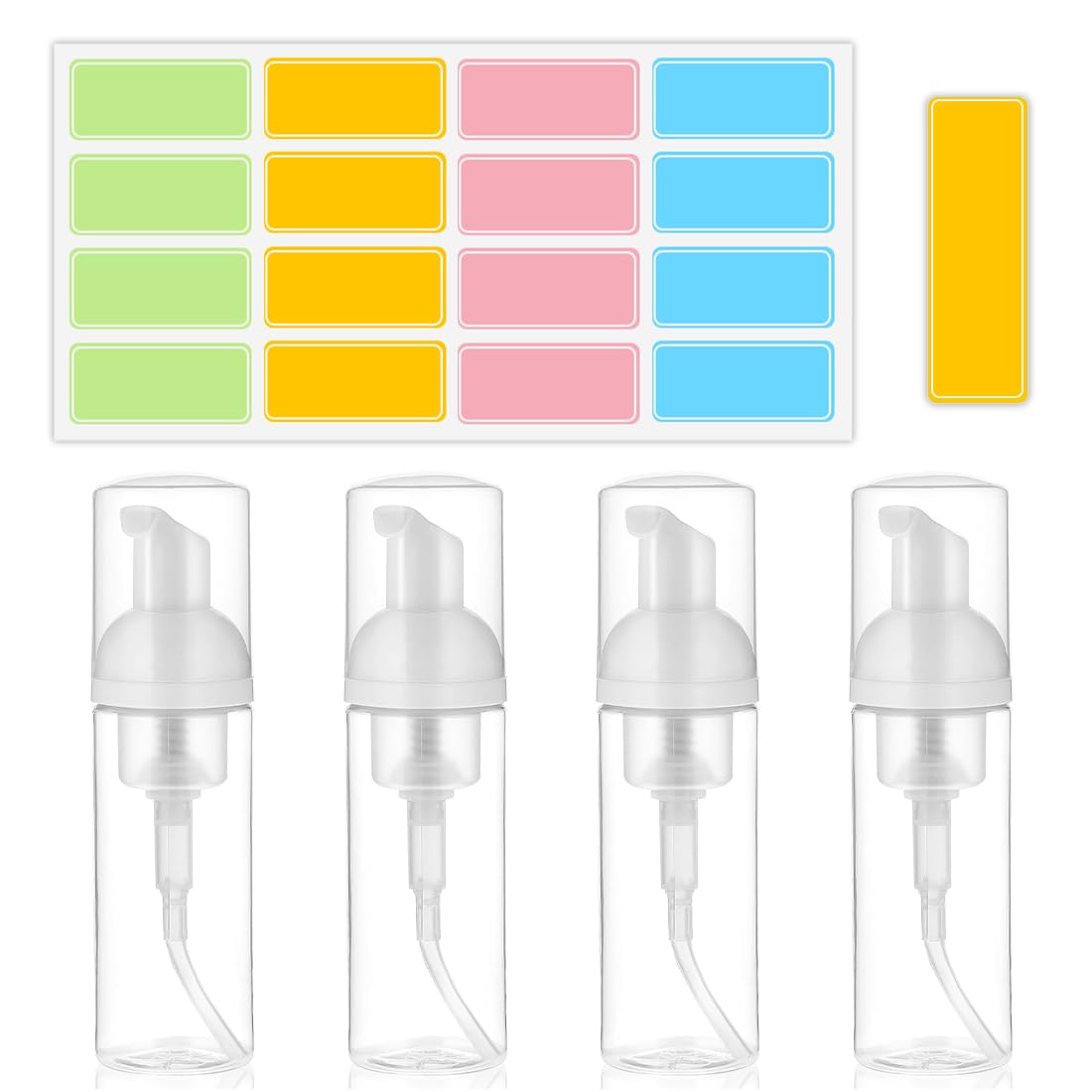4 Pezzi Dispenser Sapone Schiuma, 50 ml Bottiglia di Schiuma, Transparent Dispenser Sapone Schiuma Foam Bottle Riutilizzabili per Cosmetici, Lozione, Bagno, Shampoo Liquidi