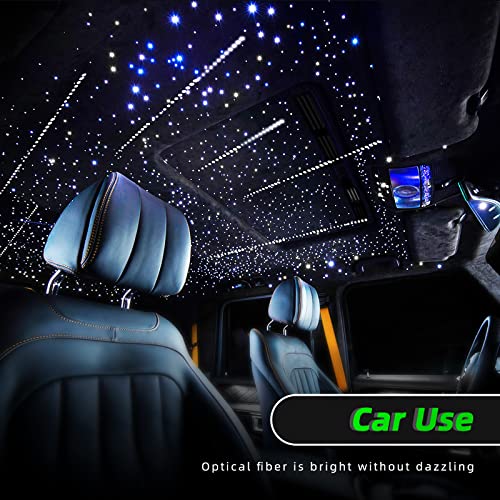 SUNKENET Meteor 3W 96pcs*0.03in*9.8ft Fiber Optic Lights Kit, 12LEDs Starlight Headliner Kit with Bluetooth APP/Remote Control+DC Power Splitter Cable for Car Roof/Home (Shooting Star Effect only)