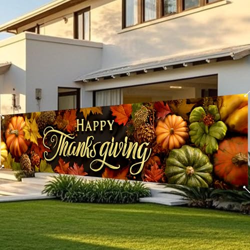 Image of Nuxovilar Thanksgiving Banner 78.7x17.7 Inches Polyester