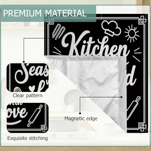 Image of Black Kitchen Utensils Dishwasher Covers for The Front Magnetic,Kitchen is Seasoned with Love Refrigerator Magnets Decoration,Reusable Dishwasher Cover Panel for Home Kitchen Decor 23x26 Inch