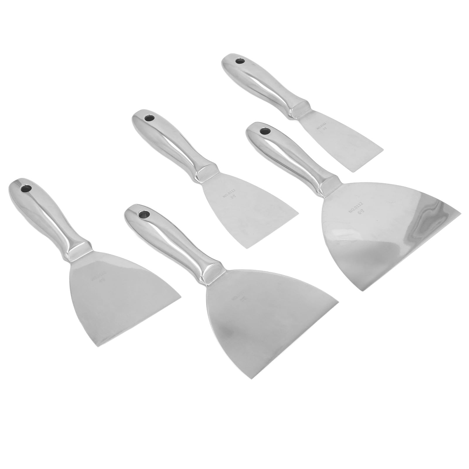 WALFRONT Ensemble de Grattoirs à Mastic en Acier Inoxydable, Lames Métalliques Durables, Tailles de 2 à 6 Pouces pour le Nettoyage du Plâtre et du Coulis