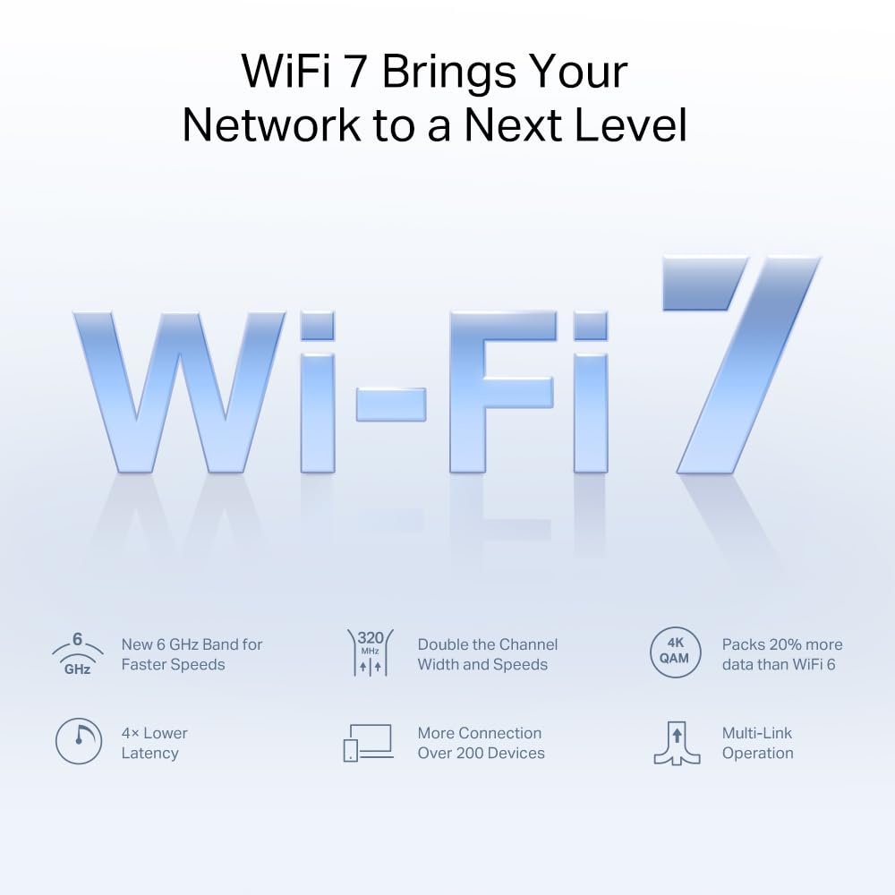 Mercusys Halo H47BE(2-pack) Sistema Mesh Wi-Fi 7, Tri-Band fino a 9.3 Gbps, Banda 6GHz, 3 Porte 2.5Gbps WAN/LAN, Canali 320MHz, 4K-QAM, MLO, Copertura fino a 550 m², Configurazione facile