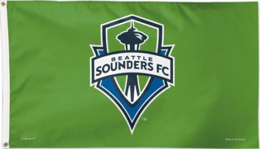 Flaggenfritze Flagge MLS Seattle Sounders - 90 x 150 cm + gratis Aufkleber