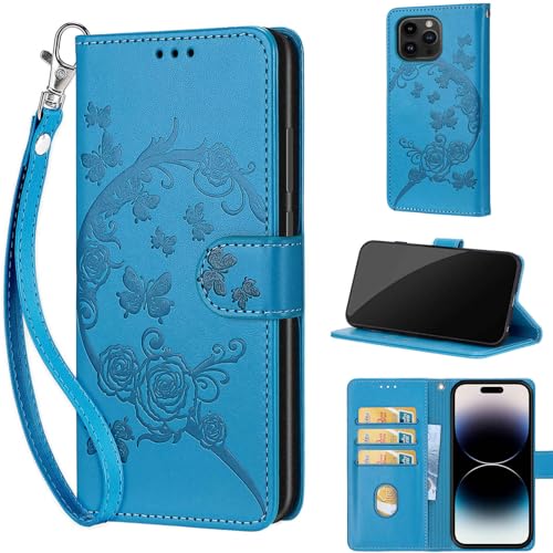 Étui de téléphone iPhone 15 Pro floral pour ranger vos cartes de crédit en balade