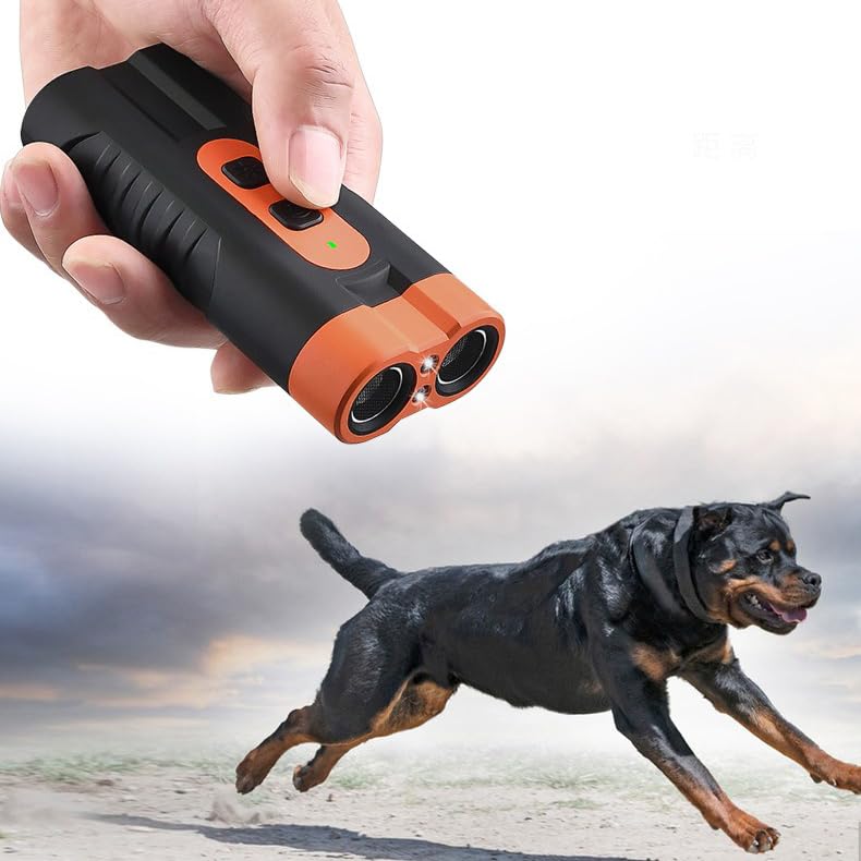 Ultraschall Hundeabwehr Gerät – Tragbarer Hundeschreck mit Dual-Ultraschall & LED-Taschenlampe, Wiederaufladbar für Draußen & Unterwegs