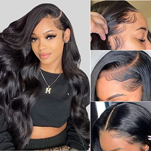 IRIAE 13x6 Body Wave Lace Front Wigs Human Hair 180% Density Transparent HD Lace Front Wig Virgin Brazilian Hair With Pre Plucked Natural Hair Line Knots Can Be Bleached