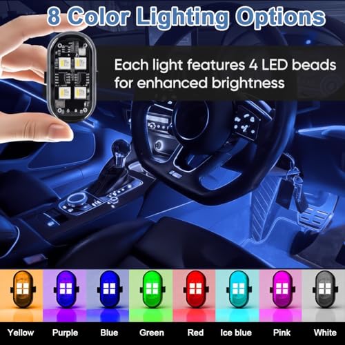 Image of STHIRA 4 Pack Waterproof LED Navigation Lights with Remote Control Without Battery 8-Color Switchable Multi Flashing Modes Modified Motorcycle Lights USB Rechargeable for Car Scooter Helmet Bike
