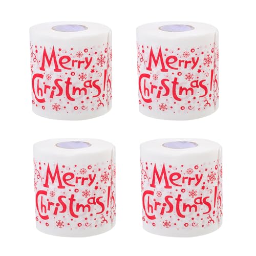 GANAZONO 4 Rollos Papel Higiénico Decorativo con Diseño Navideño Doble Absorbente y Suave Papel Ecológico para Fiestas y Uso Diario Baño