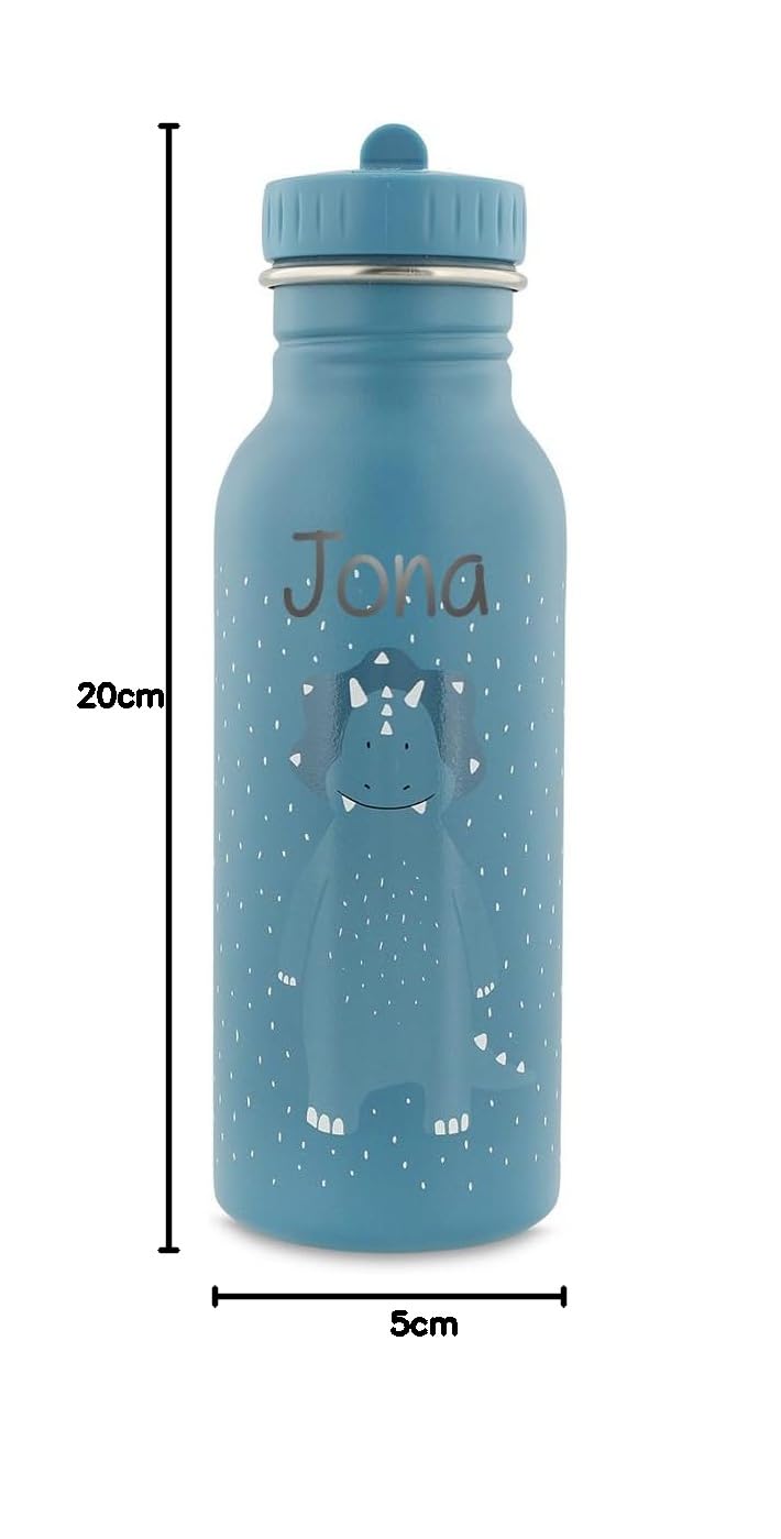 Trixie Baby Personalisierte Trinkflasche aus Edelstahl mit Gravur des Namens (Triceratops Dino, 500 ml)