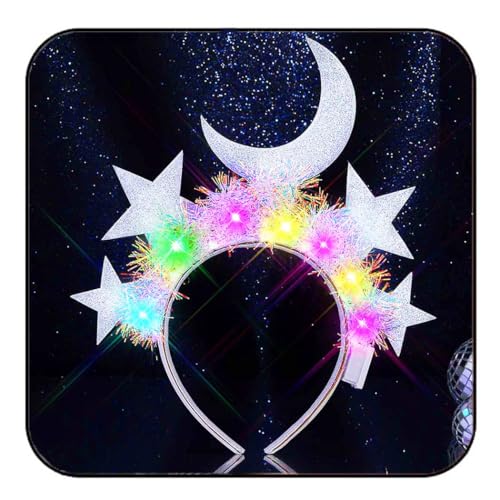 JONKY Light Up Star Headband Moon Stars Headpiece Glow...