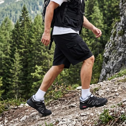 Image of Mens Trail Running Shoes Hiking Running Sneakers | Non Slip Outdoor Lightweight Breathable Walking Tennis Casual Comfortable Rubber Outsloe Lace Up Protective Upper
