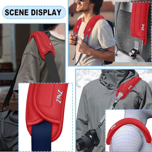 Image of ZINZ 2-Pack Universal Shoulder Pad with Ultra thick Cushion for Bag Luggage Bag Crossbody, Plus Long & Anti-Slip & Breathable,Red-2Pack