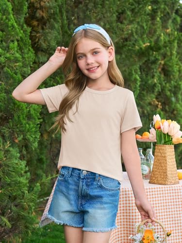 Image of Haloumoning Girls Short Sleeve T Shirts Kids Summer Crewneck Tops