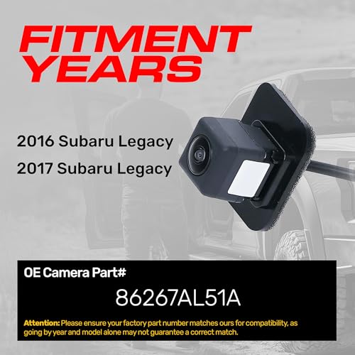Image of Master Tailgaters Replacement for Subaru Legacy (2016-2017) Rear View Backup Camera OE Part # 86267AL51A