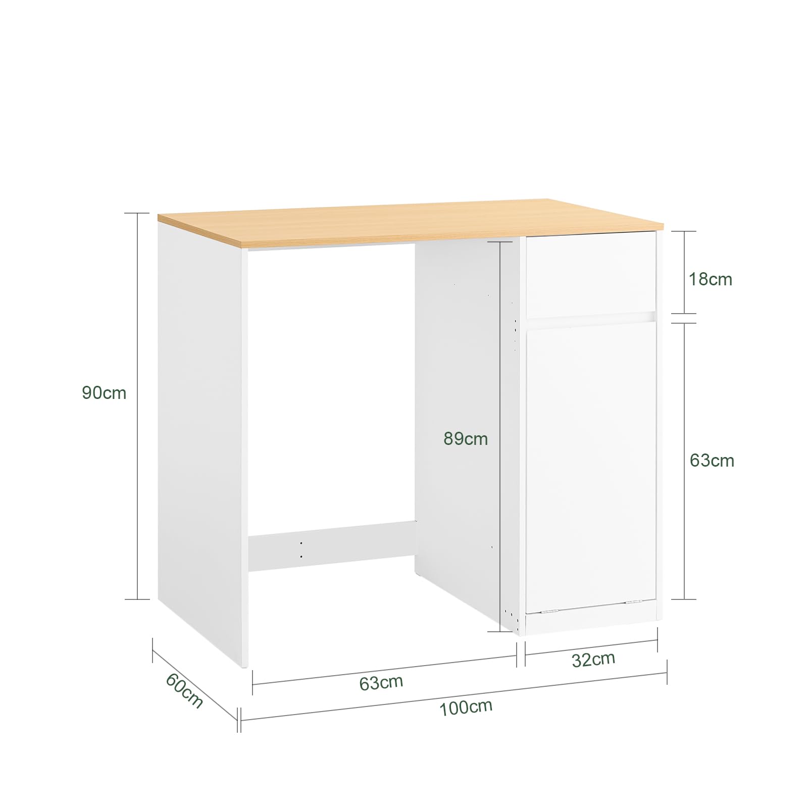 SoBuy Waschmaschinenschrank mit Wäschekorb & Schublade 100x60x90 cm | Schrank für Waschmaschine & Trockner, platzsparender Badezimmerschrank in Weiß Holzoptik, Skandinavisches Design, BZR217-WN