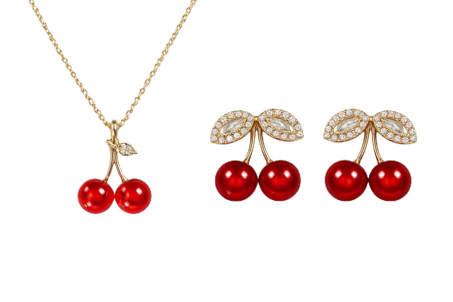 Buy H&K Jewels Cherry Pendant Necklace and Stud Earrings Jewellery