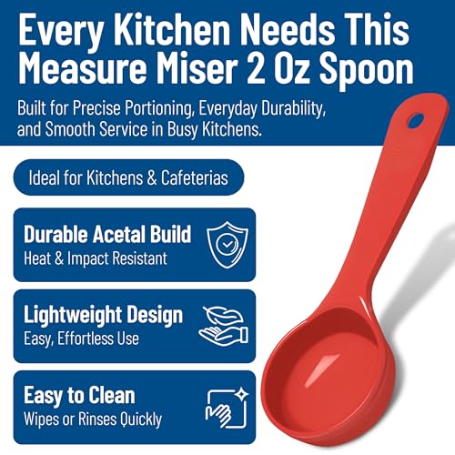 Image of Carlisle FoodService Products 7.10 inch 2.5 Ounce Solid Portion Control Spoon - Flat Bottom - Short Handle, Orange