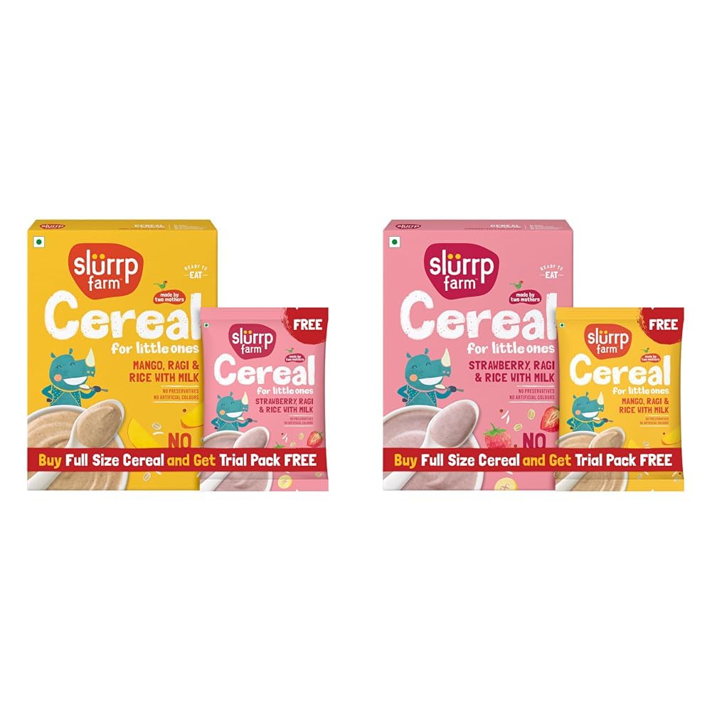 Slurrp Farm No Added Sugar Instant Cereal | Ragi, Rice and Mango with Milk | Free Strawberry + Slurrp Farm No Added Sugar Instant Cereal | Ragi, Rice and Strawberry with Milk | Free Mango-picture-29