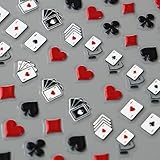 Poker Nail Art Stickers - 5D Embossed Playing Card Decals, Four Suit Design, Self-Adhesive Accessories for Women, Funny Decorations