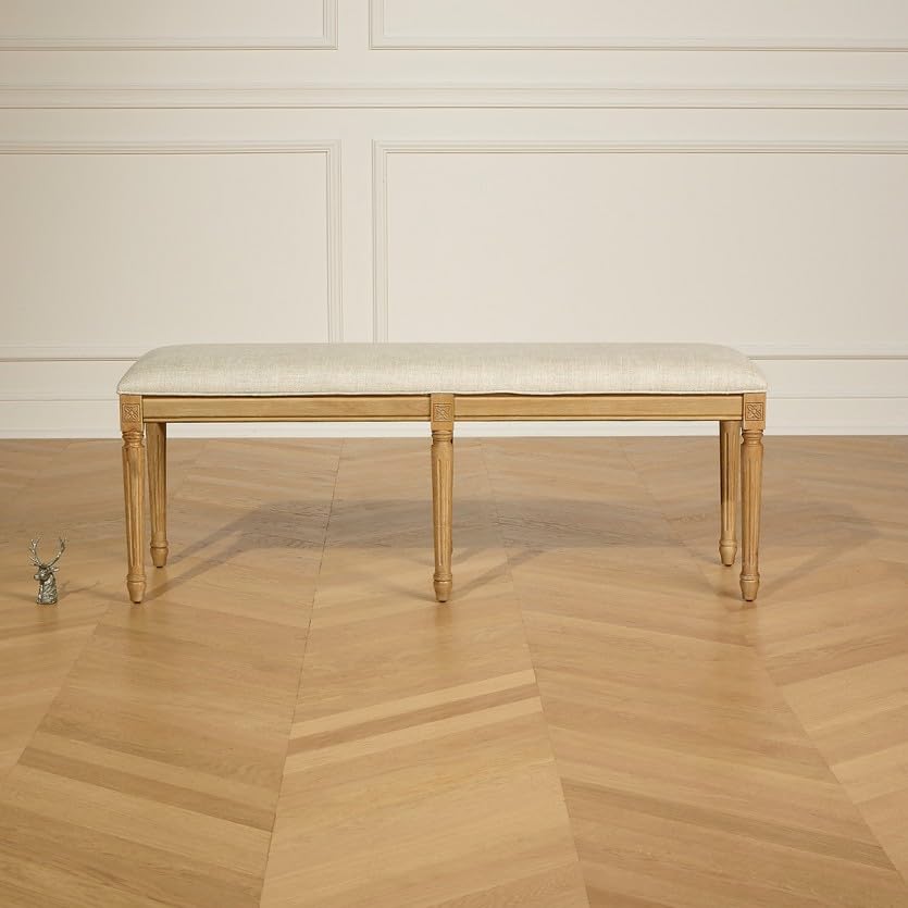 Robin des bois - Stephen : Banc en chêne et Tissu Lin Premium Beige