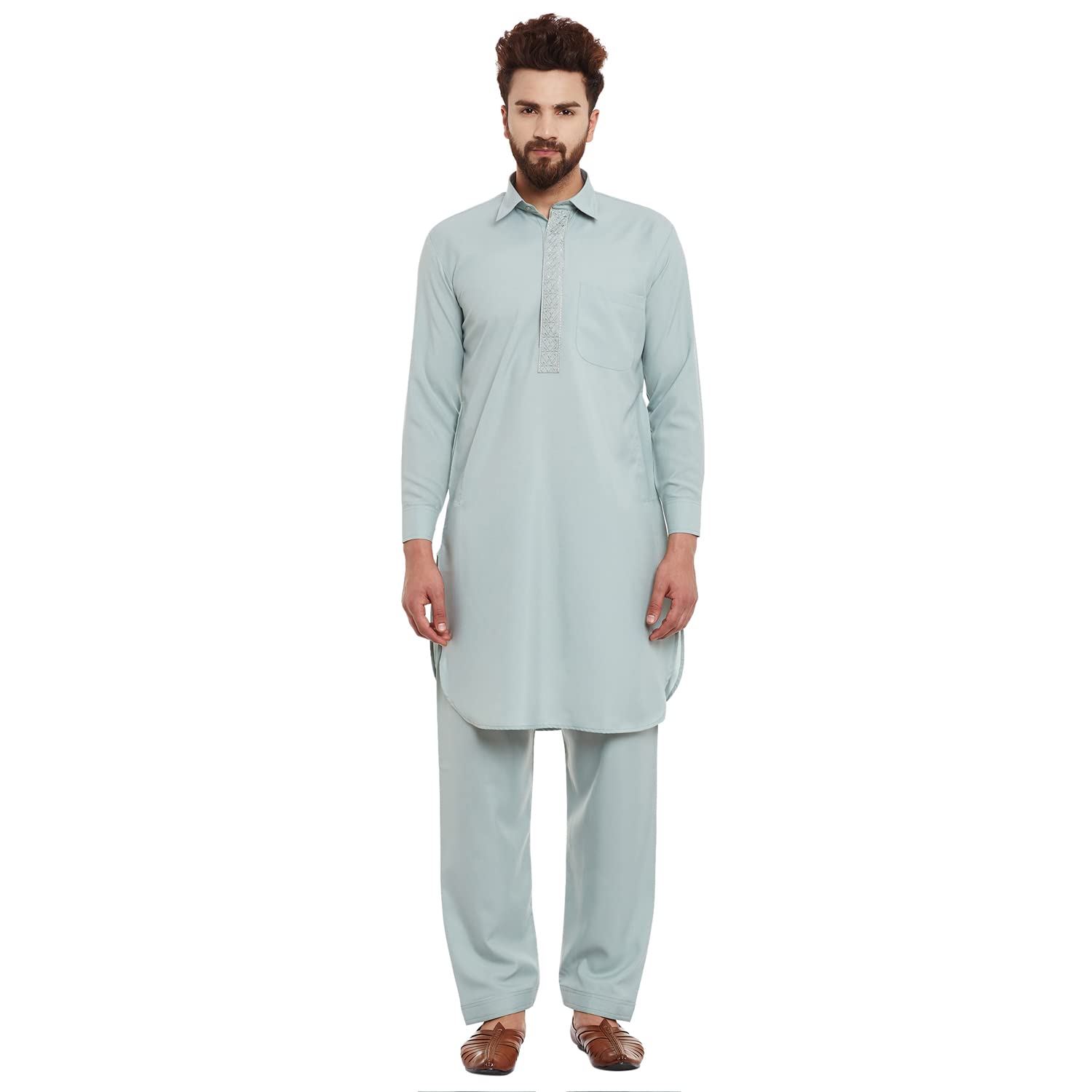Kurta Pathani hombre conjunto ropa hindú de algodón transpirable salwar set 8