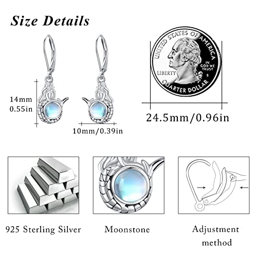 Mermaid Dangling Drop Earrings Sterling Silver Moonstone Leverback Earrings Ocean Sea Earrings Jewelry Gift For Women Girls Sister Valentine's Day #TOP2