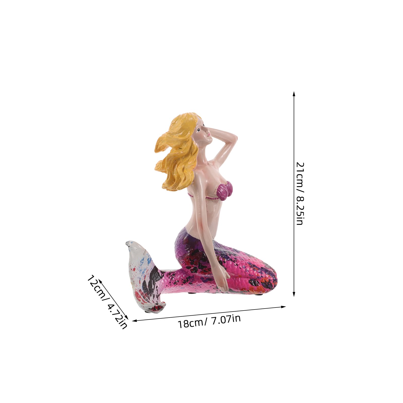 Homoyoyo Statua Sirena in Resina per Esterni Decorazione da Giardino e Patio Ornamento a Tema Spiaggia Sfumatura Rosa Viola per Acquari e Laghetti