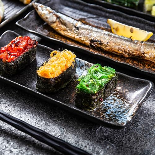 Plato rectangular de cerámica estilo japonés para sushi miniatura 6