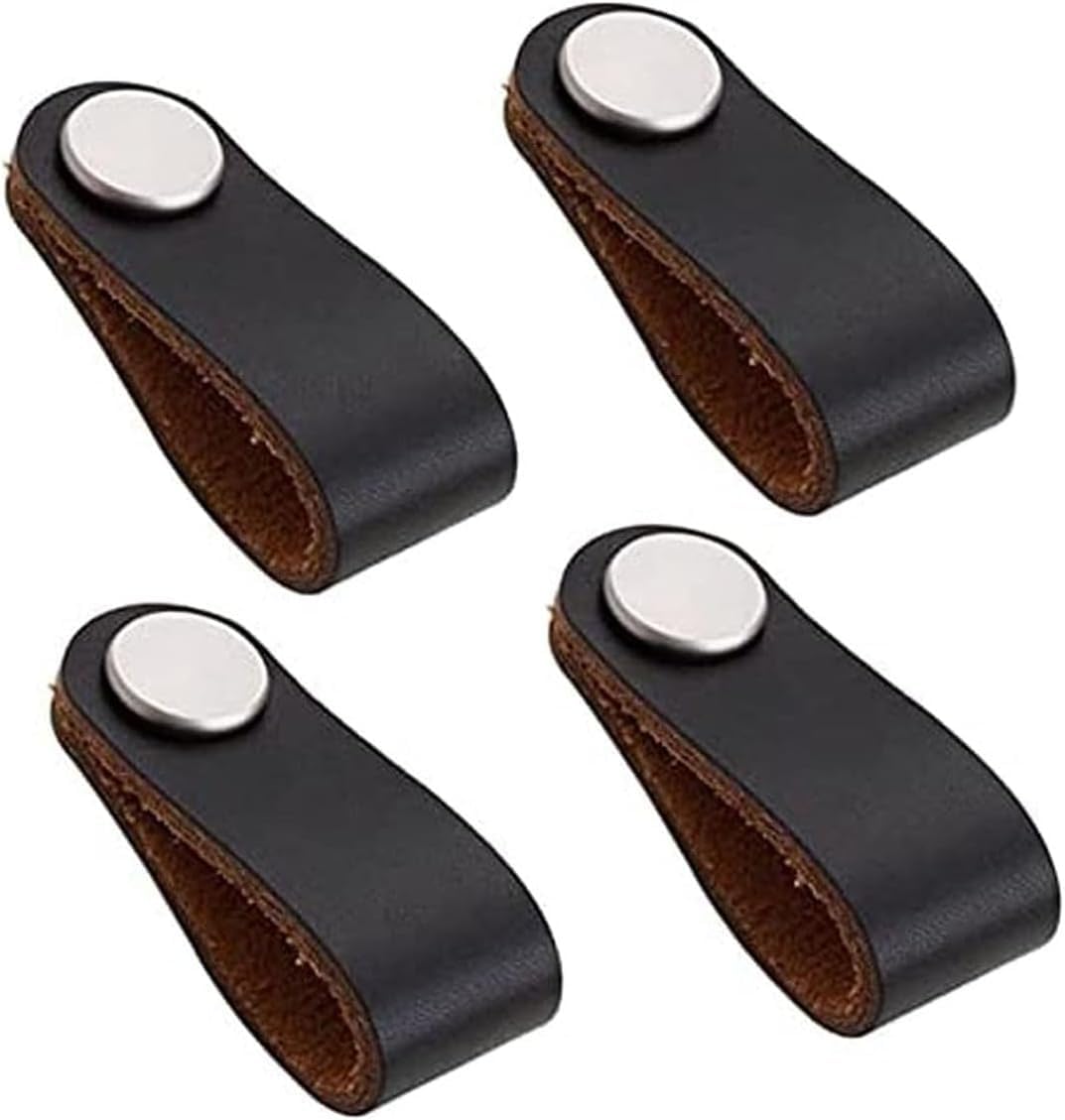 Kuayeocf 4Pcs Black Wardrobe Cabinet Door Handle Soft Pu Pulls Knobs For Drawer Furniture Hardware(,Single Hole)
