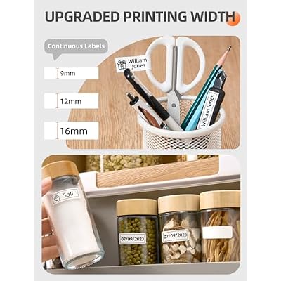 Makeid E1 Portable Label Maker - Bluetooth Compatible Thermal Printer - QWERTY Keyboard, 4.42 LCD Screen - Prints 9mm, 12mm, 16mm Clear Waterproof Sticker Labels - Includes USB Cable