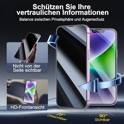 NEW'C für iPhone 14 für Panzerglas Sichtschutz + Kameraschutz – Ansicht 3
