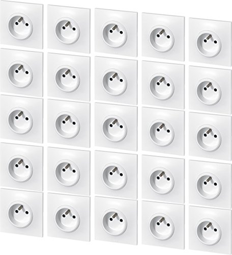 Legrand LEG200249 Neptune Prises de courant avec terre, 3680 W, 230 V, Blanc, Set de 25 Pièces