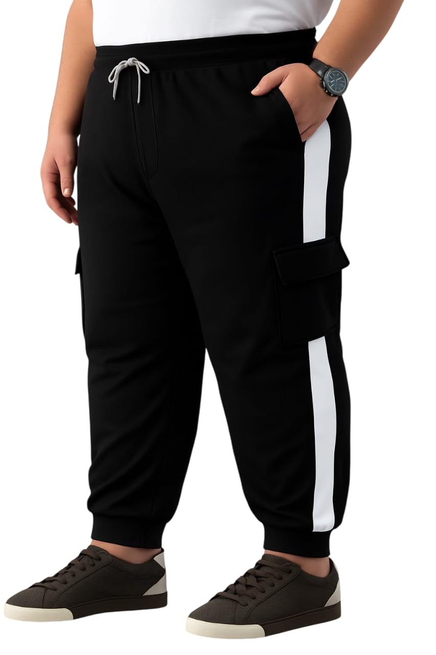 9lkha Men?s Cargo-Style Lycra Track Pants with 4 Pockets | Stretchable Activewear Bottoms-picture-56