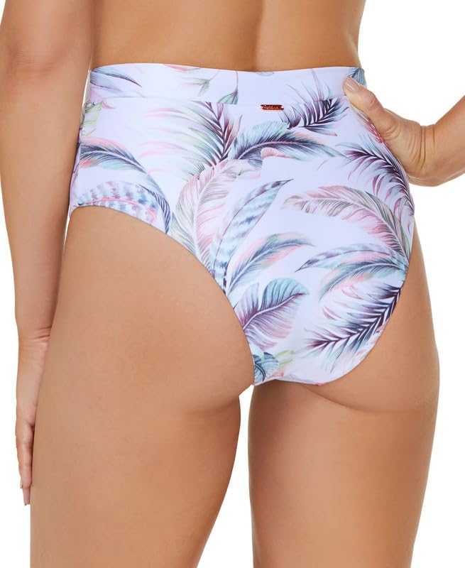 Raisins Women Juniors' Printed High-Waist Tropics Bikini Bottoms (White Multi, Medium)2