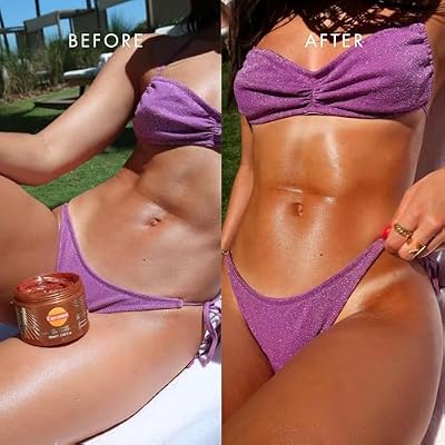 Carroten Gold Shimmer Tanning Gel | Browning Tan Accelerator | Non-Greasy, Water-Resistant with Carrot & Coconut Oil | Vitamin A & E For Moisture & Hydration | Made in Greece | 5 oz + Spatula