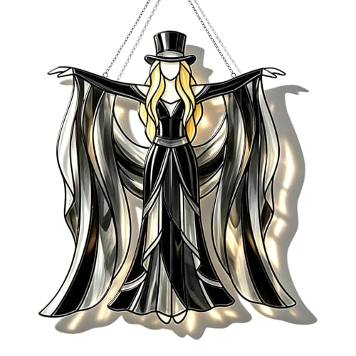 Boho Dancing Lady Suncatcher Light Trap Acrylic Hanging Ornament Mystical Gothic Woman Window Spinner Indoor Outdoor Decor for Art Lovers Gifts for Mom Grandma Wife Women Nana (6in)