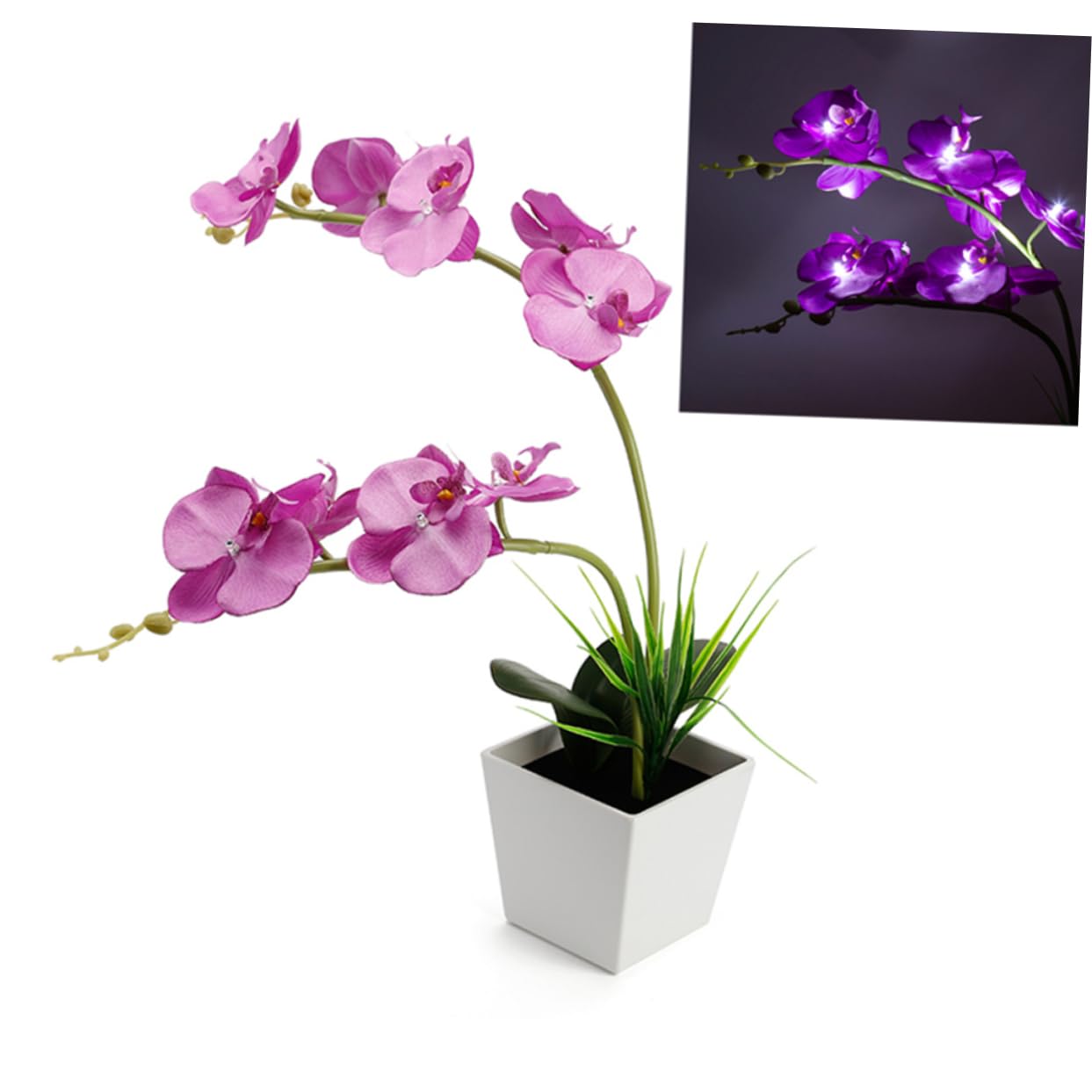 Zerodeko Lámpara LED de Orquídea Púrpura Flores Artificiales