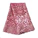 Aisunne African Lace Fabrics 5 Yards Nigerian French Lace Fabric with Fashion Embroidered Flower for Wedding Party Dresses (Rose Red)