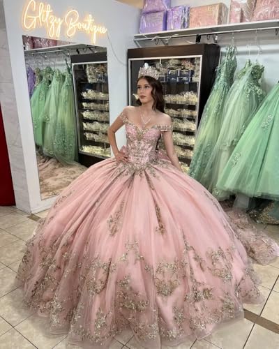 Mauuwy Gold Appliques Quinceanera Dress Ball Gown Beaded Bow 15 Years Dress Quinceañera Off Shoulder Vestidos De 15 Años3